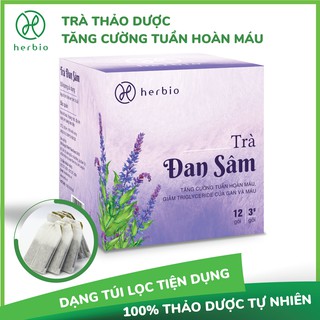 Trà túi lọc Đan Sâm Herbio - tăng cường tuần hoàn máu - hộp 12 gói , gói 3g