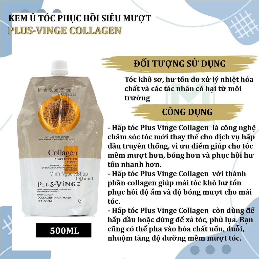 Kem ủ tóc phục hồi siêu mượt Plus Vinge Collagen 500ML