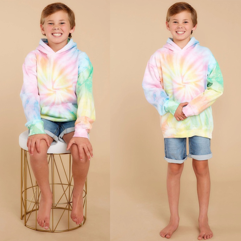 Áo Hoodie Nhuộm Màu Loang Tay Dài Dáng Rộng Thời Trang Xuân Thu Cho Bé Trai Và Gái