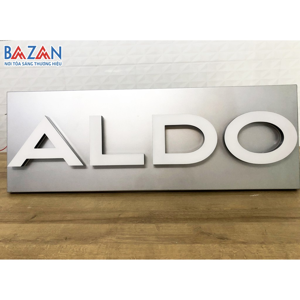 Logo AlDO - Chữ nổi Mica nguyên khối