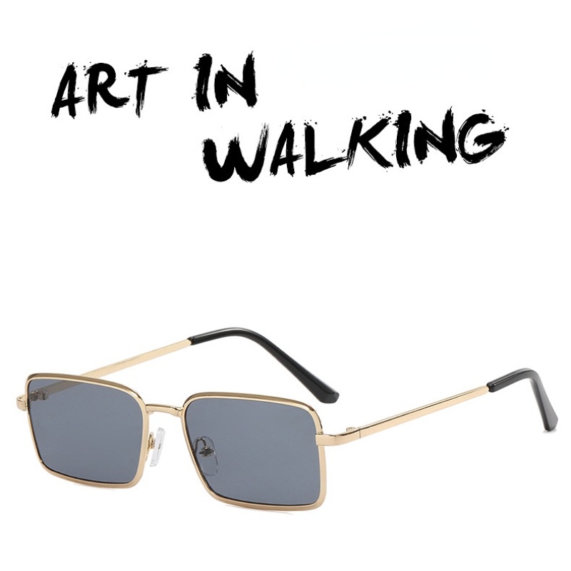 (KIQI-FASHION) COD Kính Mát Gọng Vuông Kim Loại Chống Tia Uv400 Thời Trang Dành Cho Nam Và Nữ