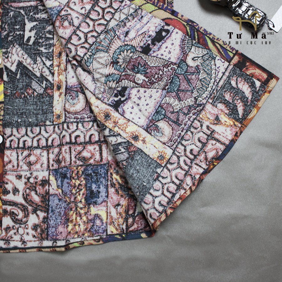 Áo sơ mi họa tiết nam 💝 FREESHIP 💝 ai cập BOHO, sơ mi ngắn tay thổ cẩm độc lạ, vải thoáng mát | BigBuy360 - bigbuy360.vn