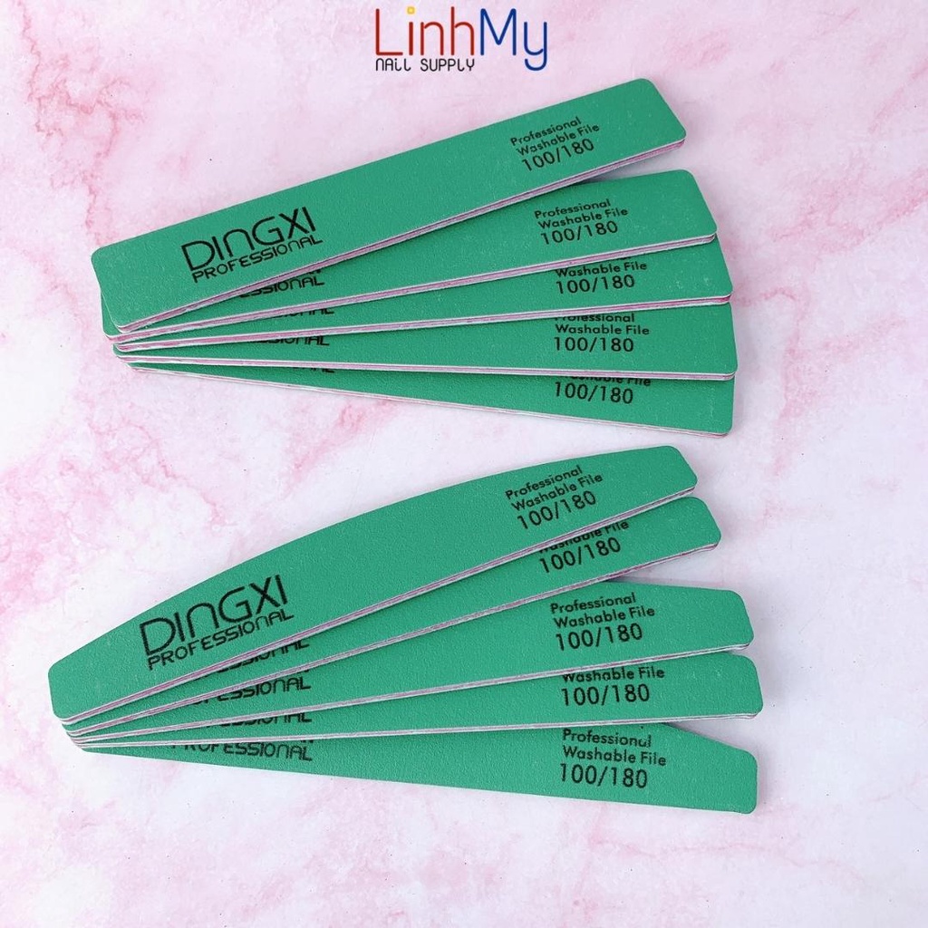 Dũa Móng Tay Dingxi Xanh Độ Nhám 100/180 Dũa Móng Gel Móng Tự Nhiên