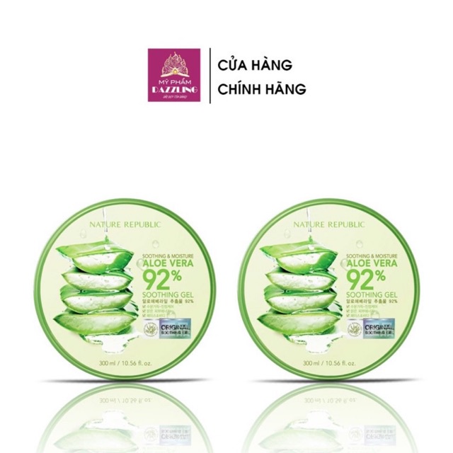 COMBO 2 Hũ Gel Nha Đam Dưỡng Da Nature Republic Aloe Vera 92% Soothing Gel 300ml