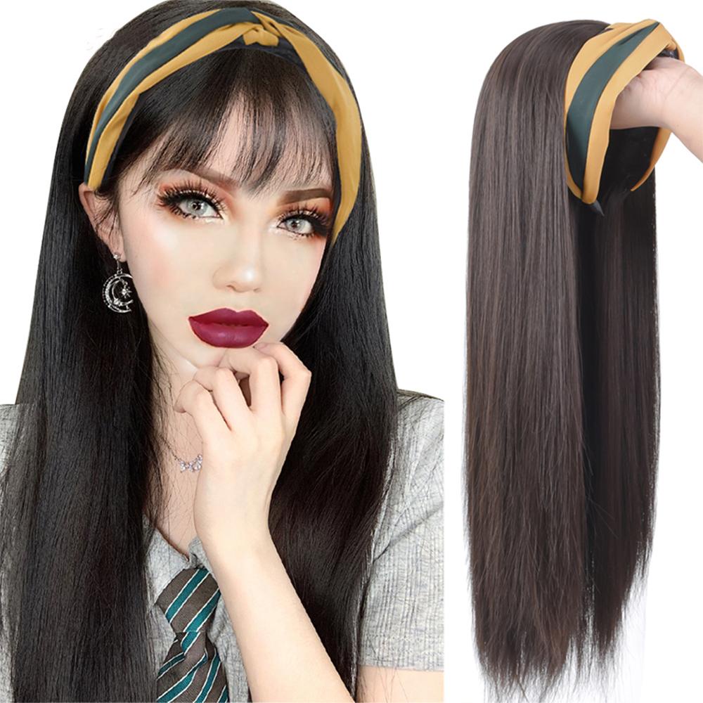 Tóc Giả Nửa Đầu Kèm Băng Đô Cài Tóc Giả Thời Trang Cho Nữ