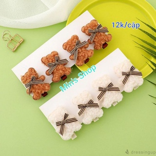 Set 2 Kẹp tóc gấu xù xinh xắn.