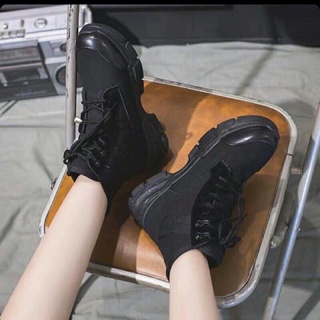 [NEW] Giày bốt da lộn ulzzang cổ cao màu đen size 37
