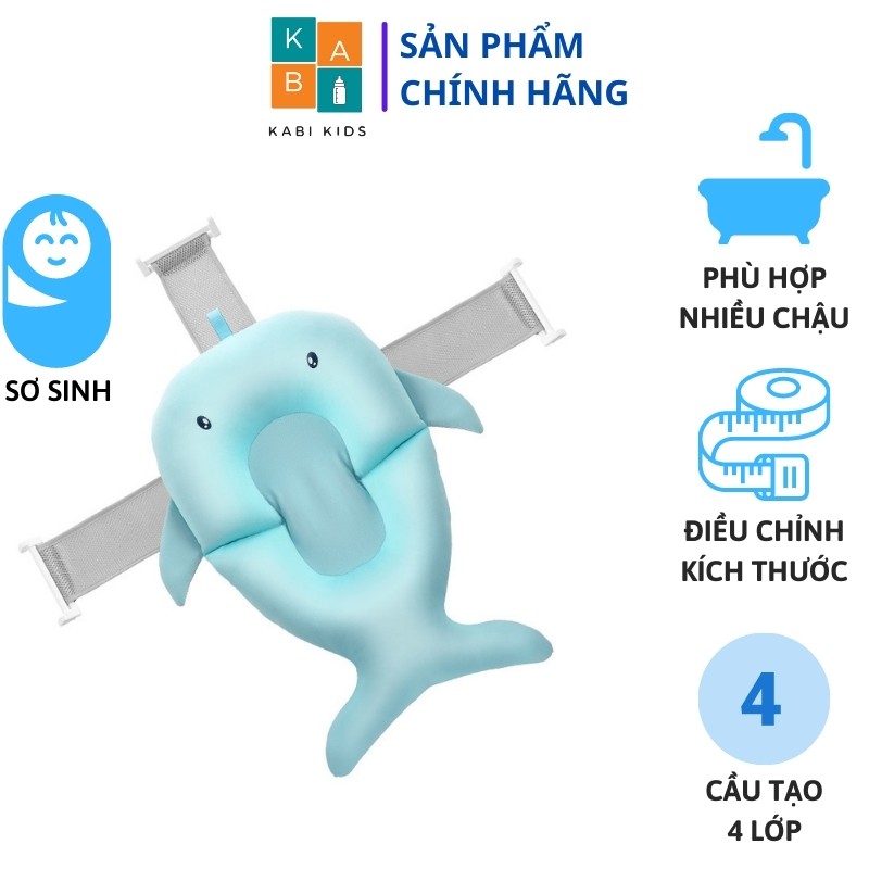 Phao tắm cho bé sơ sinh hình cá voi với chất liệu vải mịn siêu êm với làn da trẻ, phù hợp với nhiều loại chậu