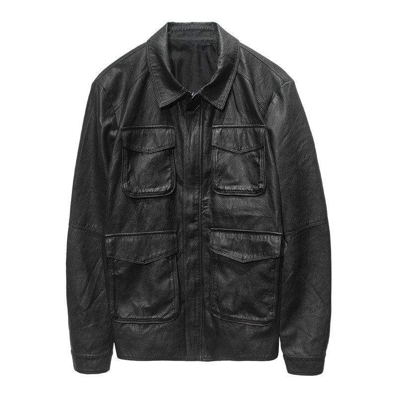 Áo Da Nam Màu Nâu Đen Hàng Xuất Dư