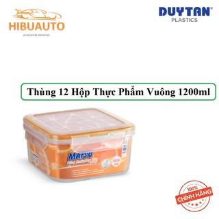 Thùng 12 hộp nhựa vuông đựng thực phẩm duy tân matsu 1200ml no.447