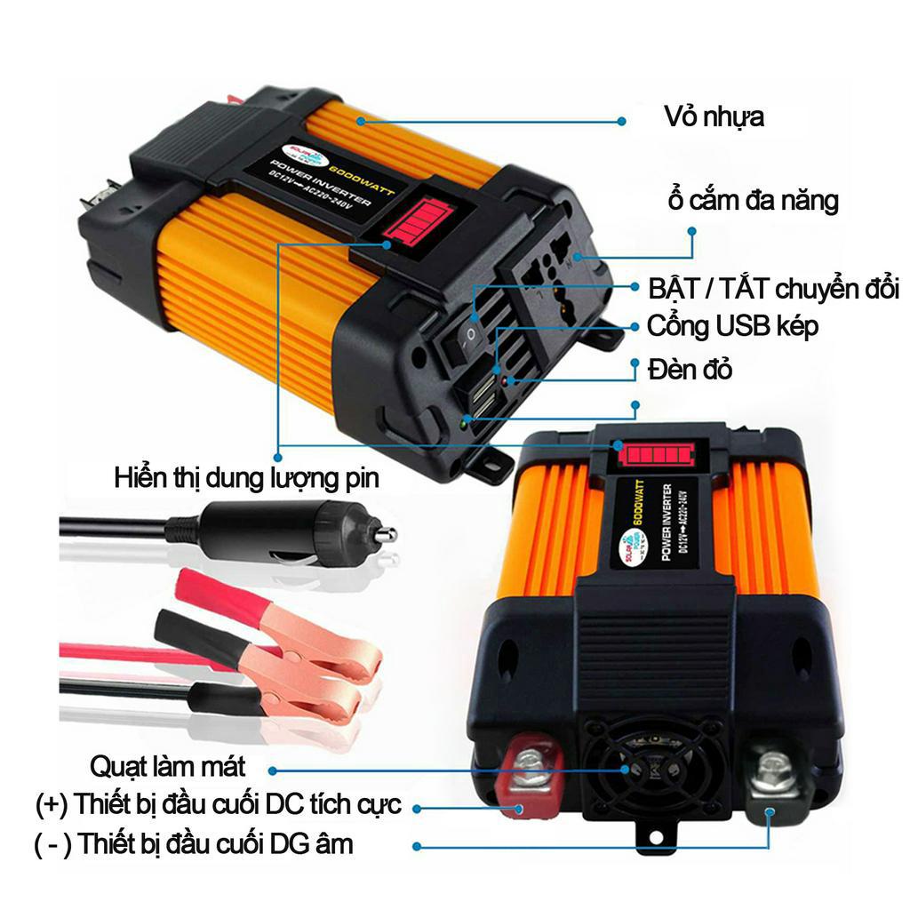 Inverter 6000w biến tần 12v sang 220v Bộ kích điện12v lên 220v chuyển đổi điện áp
