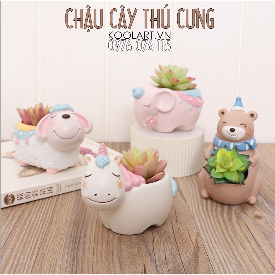Chậu Cây Hình Thú Cưng - Chậu Hoa Trang Trí Cute, Trồng Cây Để Bàn,Dễ Thương Nhiều Hình Ngộ Nghĩnh