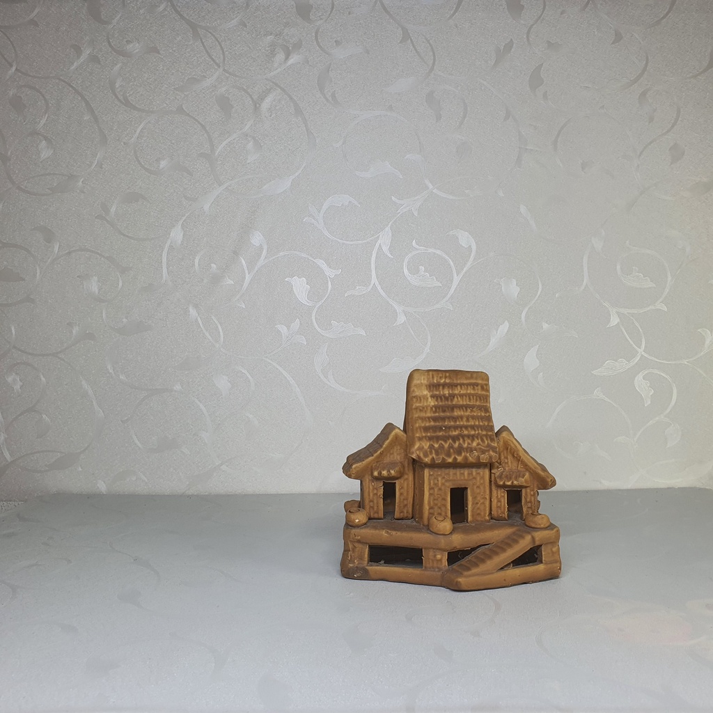 Mô hình gốm Chùa Bắc Bộ , Nhà Sàn Mini 13x8x8cm- Phụ kiện trang trí tiểu cảnh , hòn non bộ , bể cá ,chậu cây bonsai