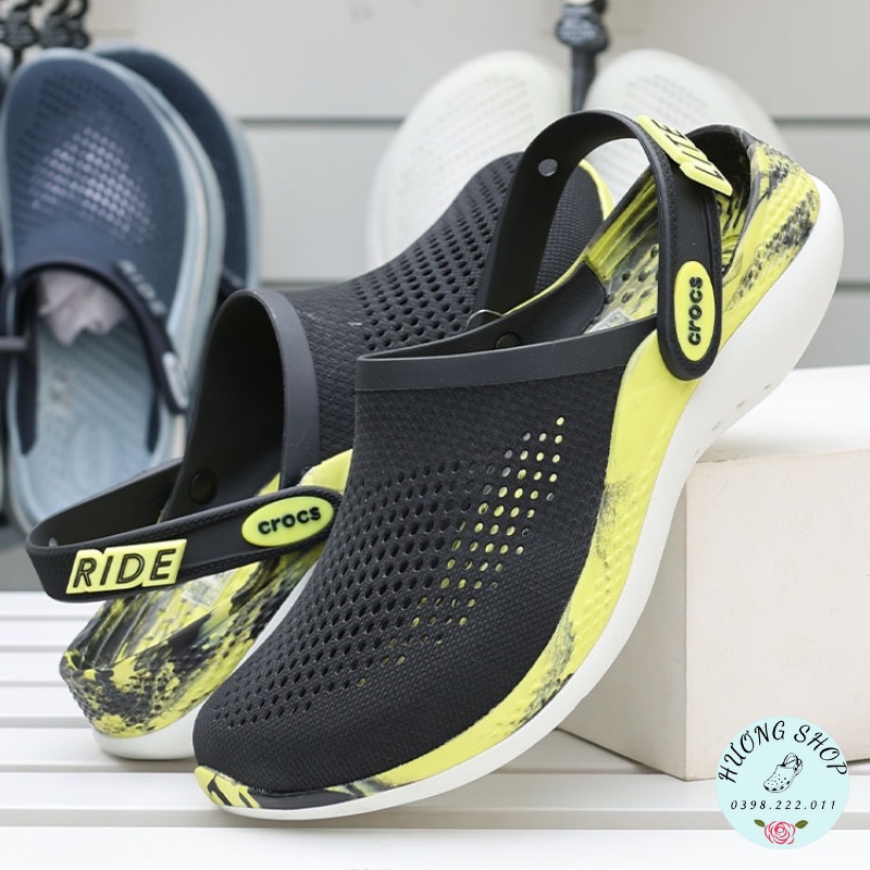 Sục Literide 360 clog màu đen loang siêu êm mềm nhẹ, bền đẹp cho nam nữ