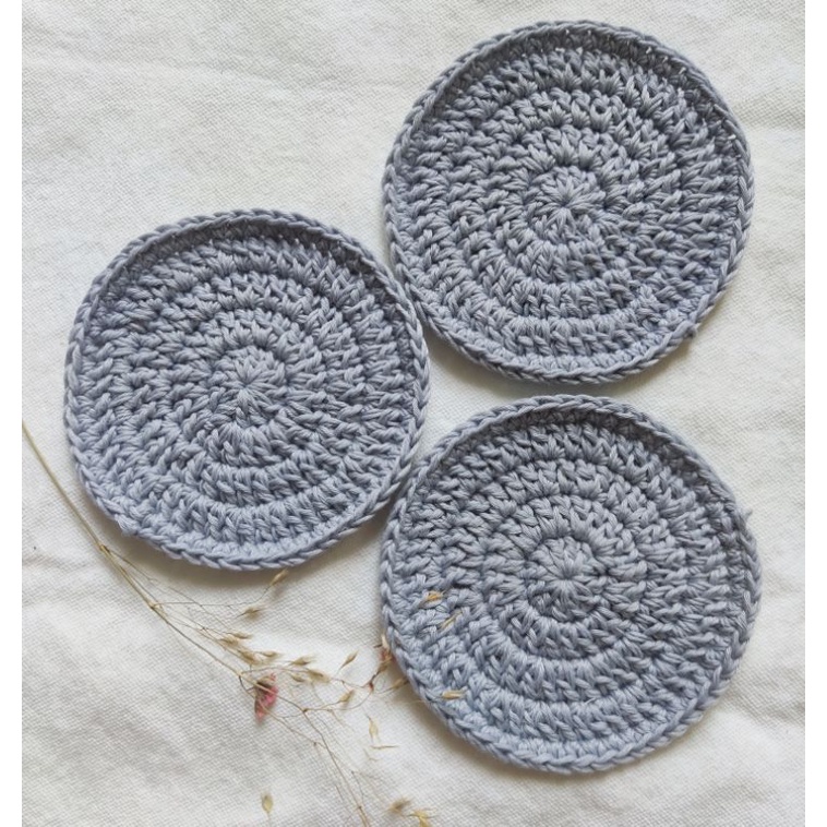 Đế lót cốc, miếng lót ly thấm nước hình tròn handmade từ len