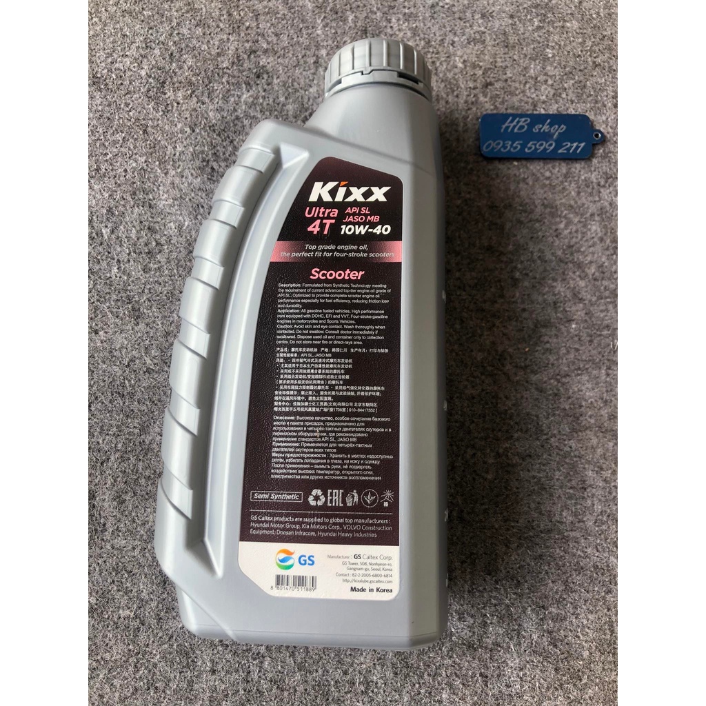 DẦU NHỚT XE TAY GA  KIXX ULTRA 4T 10W40 SCOOTER SL MB 800ML