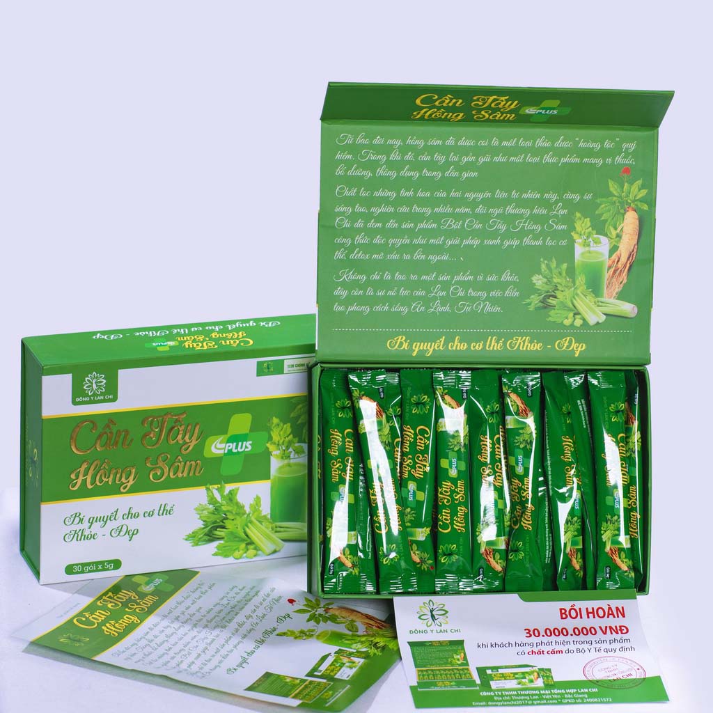 Cần tây hồng sâm plus Đông Y Lan Chi giúp giảm cân thanh lọc cơ thể 30 gói, thực phẩm chức năng đẹp da dáng thon