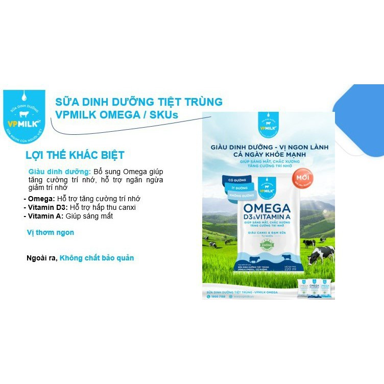 Thùng 48 bịch Sữa dinh dưỡng tiệt trùng VPMilk Omega