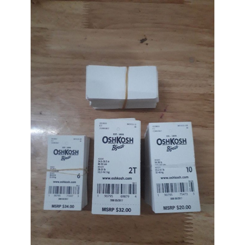 Thanh lý 200c tag treo OSHKOSH. Hàng cty