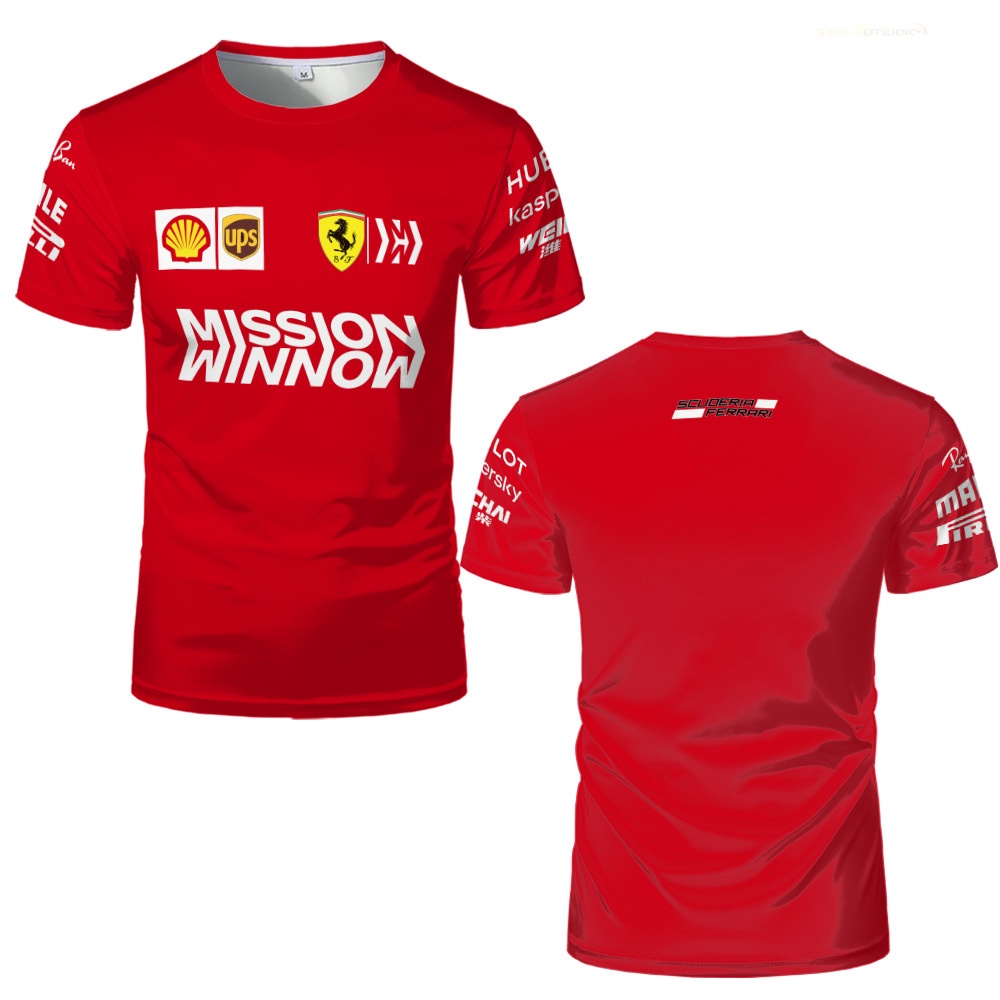 FERRARI Áo Thun Tay Ngắn In Hình 3D F1 Oversized2022 Thời Trang Mùa Hè Cho Nam Nữ