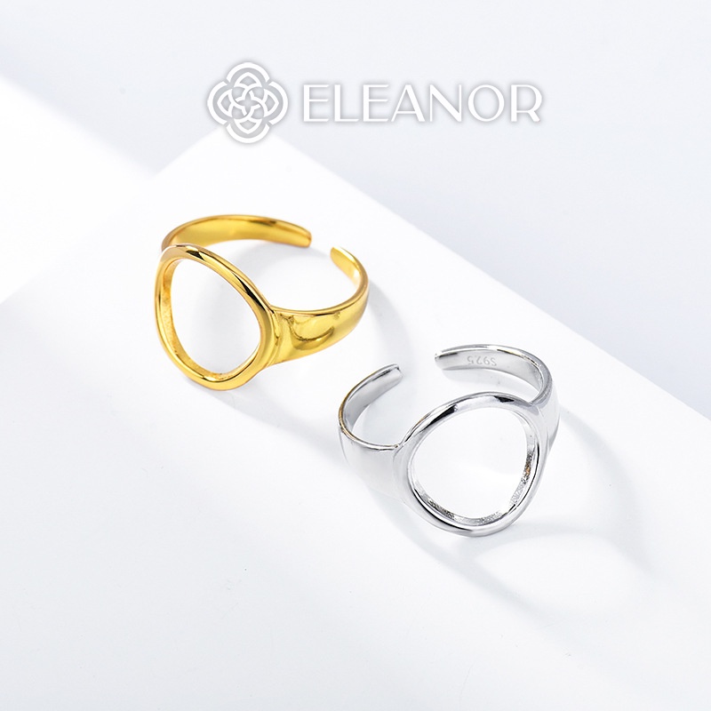 Nhẫn nữ hở bạc 925 Eleanor Accessories mặt tròn viền trơn phụ kiện trang sức basic