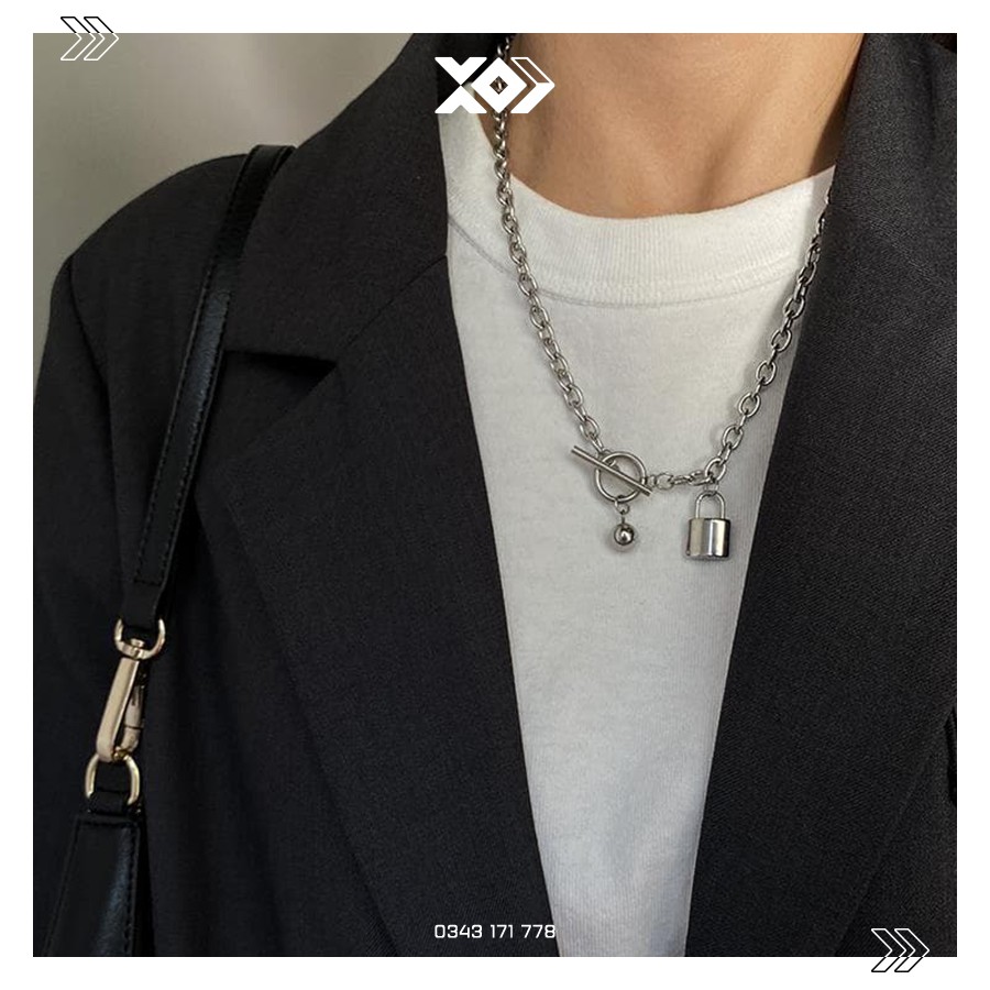 Vòng cổ OT Mặt Dây Hình Ổ Khóa Độc Đáo - Dây chuyền nam nữ Phong Cách Hip-Hop Thời Trang Cá Tính