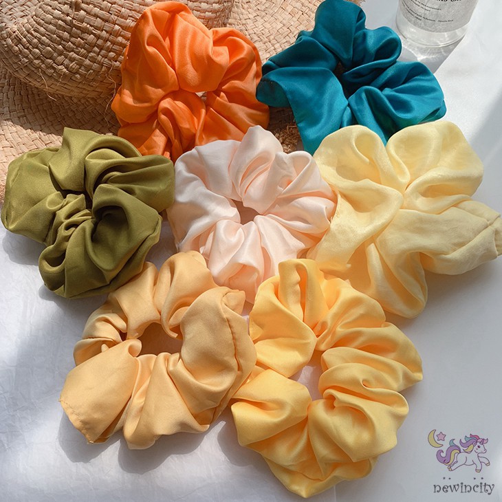 Dây Buộc Tóc Co Giãn Màu Trơn Xinh Xắn Cho Nữ