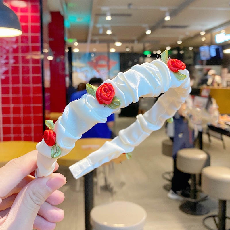 Băng Đô Xếp Ly Hoa Hồng Pháp Thanh Lịch