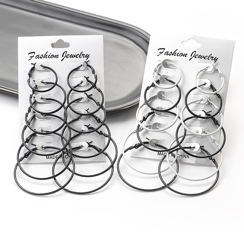 Set 6 Đôi Khuyên Tai Dạng Vòng Thời Trang Cho Nữ