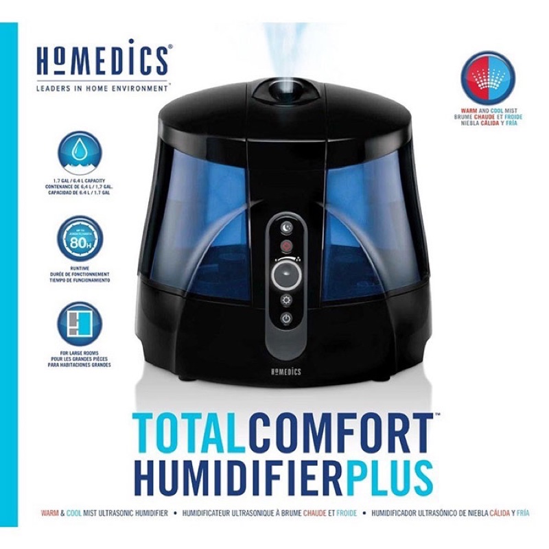 Máy xông tinh dầu, máy phun sương công nghệ siêu âm khử khuẩn TOTALCOMFORT HOMEDICS UHE-WM70A có đen kèm hộp khử khuẩn