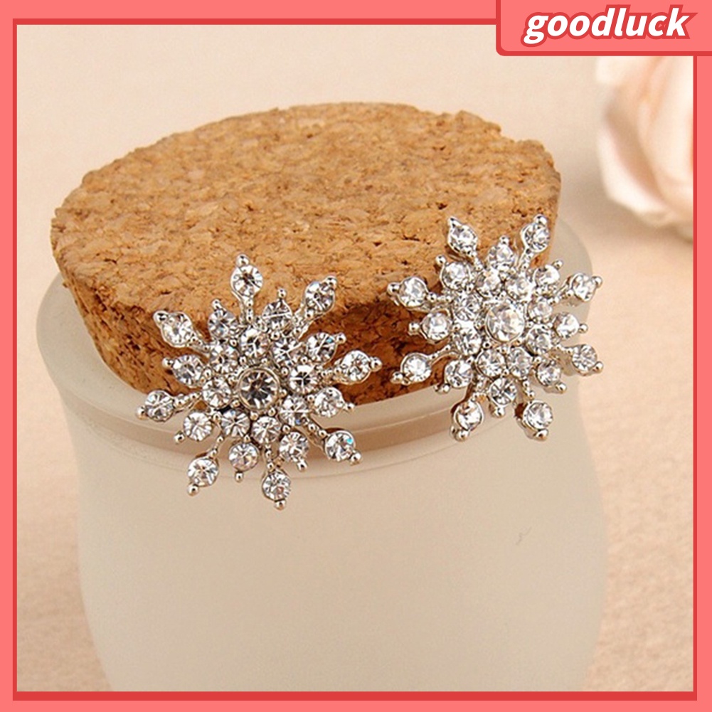 Đôi Khuyên Tai Hình Hoa Tuyết Đính Đá Thời Trang Cho Nữ