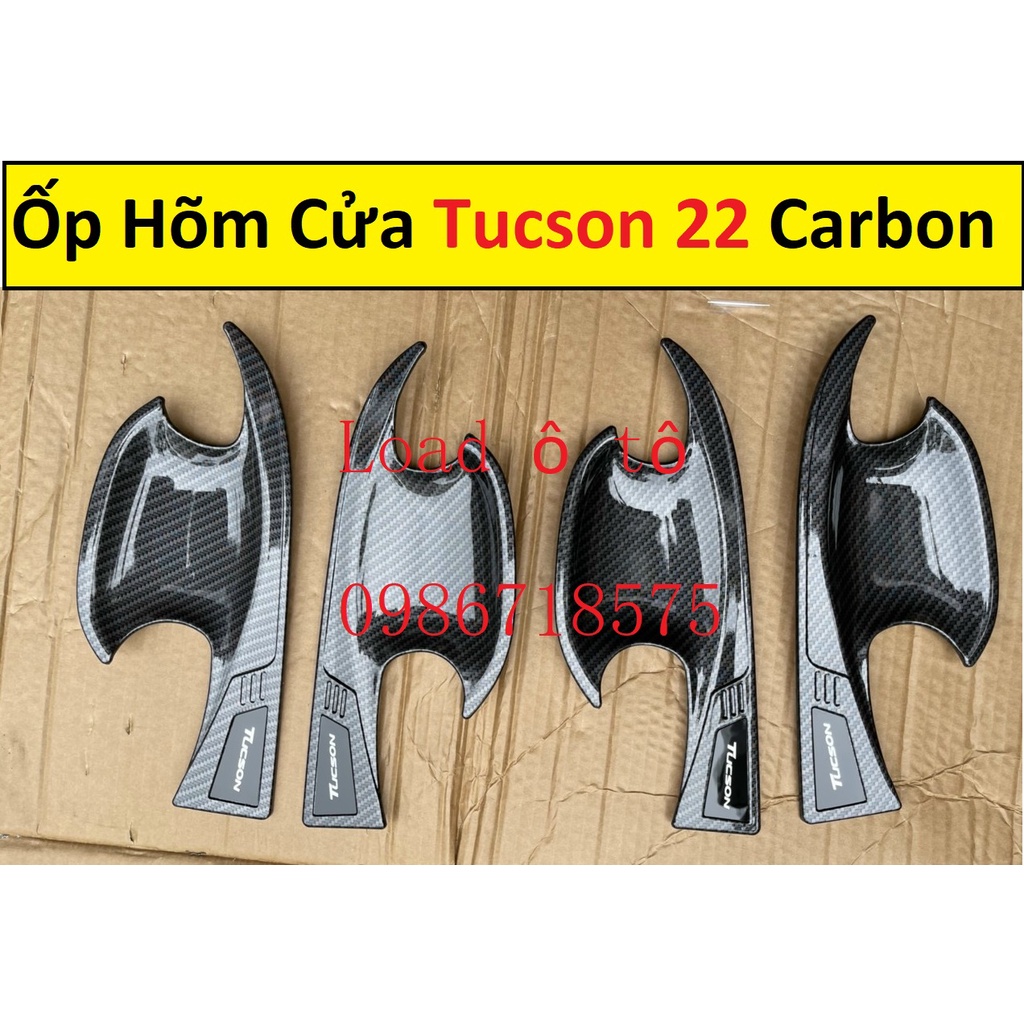 Ốp Tay Nắm, Hõm Cửa, Nắp Xăng Xe Huyndai Tucson 2022-23 Mẫu Vân Carbon Cao Cấp