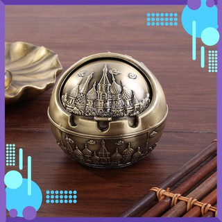 [Freeship] Gạt tàn thuốc tinh cầu hợp kim, có nắp, cổ điển (đồng đỏ)