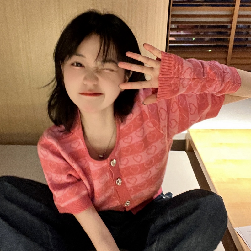 【ZHELIHANGFEI】Áo Khoác Cardigan Dệt Kim Lưng Cao Thiết Kế Ngọt Ngào Dễ Phối Đồ