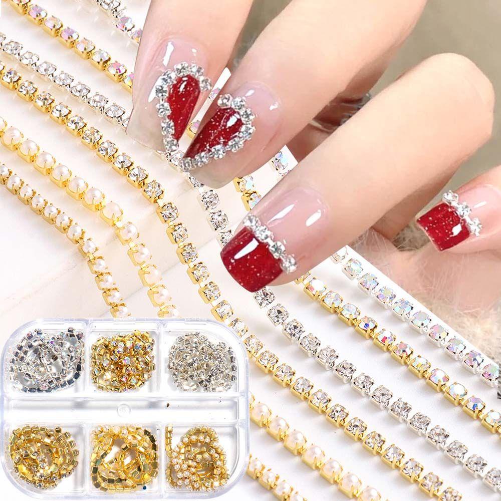 Dây Xích Kim Loại Trang Trí Móng Tay|Mặt Dây Chuyền Thời Trang Quyến Rũ|Phụ Kiện Trang Trí Móng Tay 3D Xinh Xắn