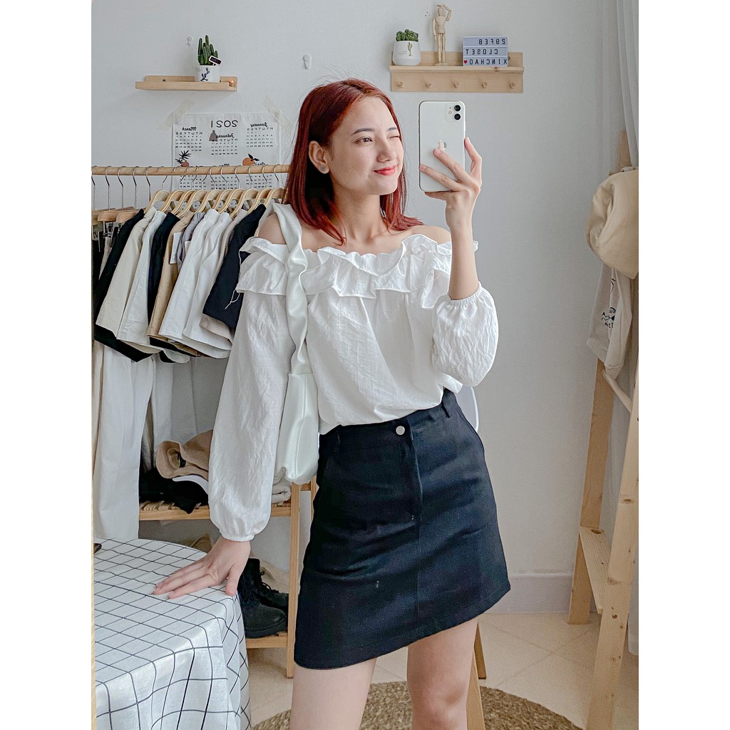 Chân váy kaki basic cạp cao 301 (Ảnh thật)