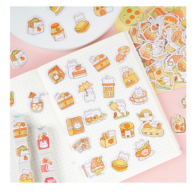 Túi Sticker Gấu 200 Sticker Với 100 Hình Khác Nhau Tha Hồ Trang Trí Sổ, DIY, Nhật Ký,...