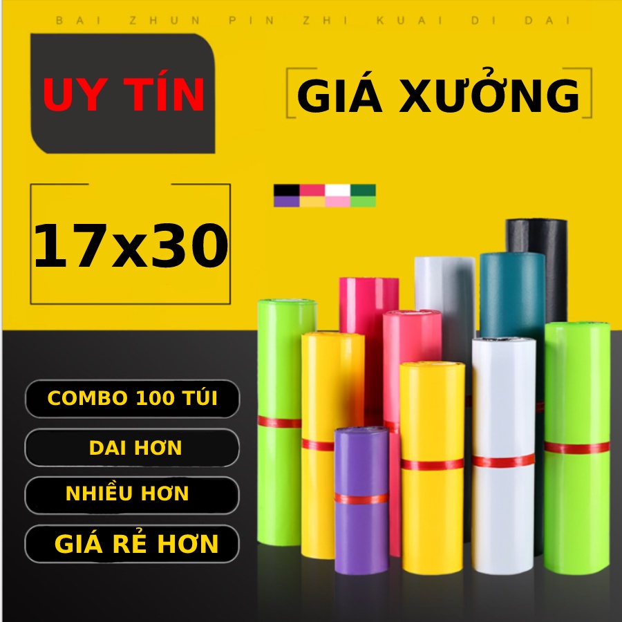 Túi gói hàng niêm phong Size 17x30 Cuộn 100 Túi Có Keo Dán Bảo Mật - MG1 98