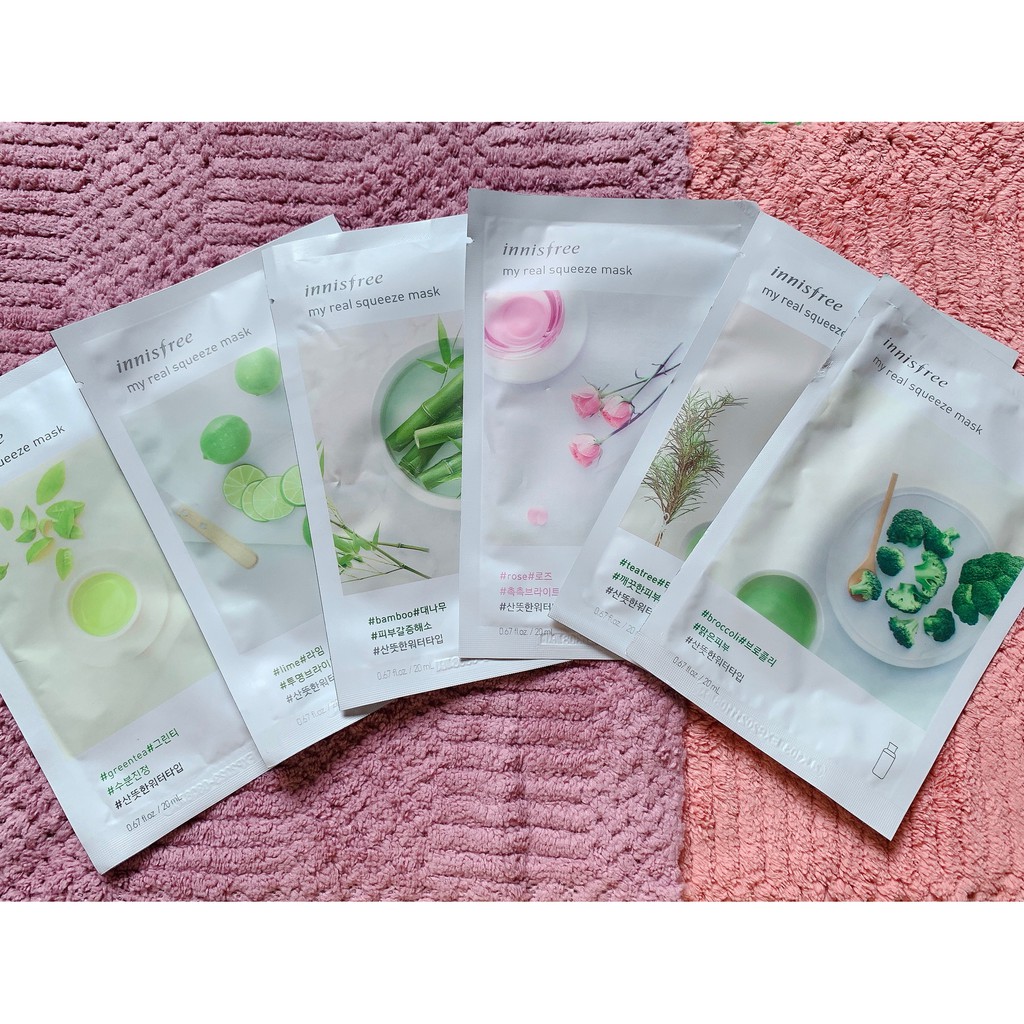 Mặt nạ giấy Innisfree 🌸FREESHIP🌸 18 Vị Chiết Xuất Mặt nạ giấy Innisfree My Real Squeeze Mask