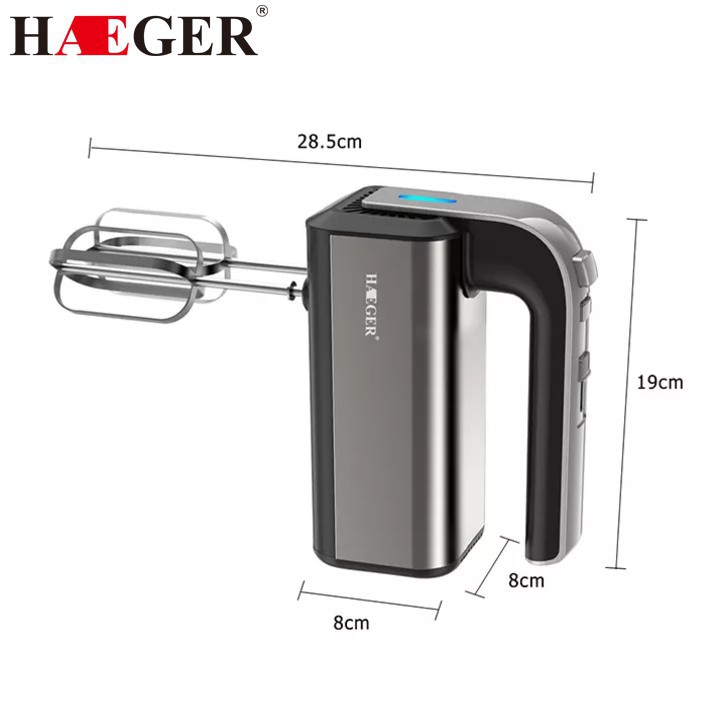 Máy đánh trứng và làm bánh cầm tay 5 tốc độ Haeger HG-6664 - Công suất: 500W - Nguồn vào: 220V-50HZ - Hàng Nhập Khẩu