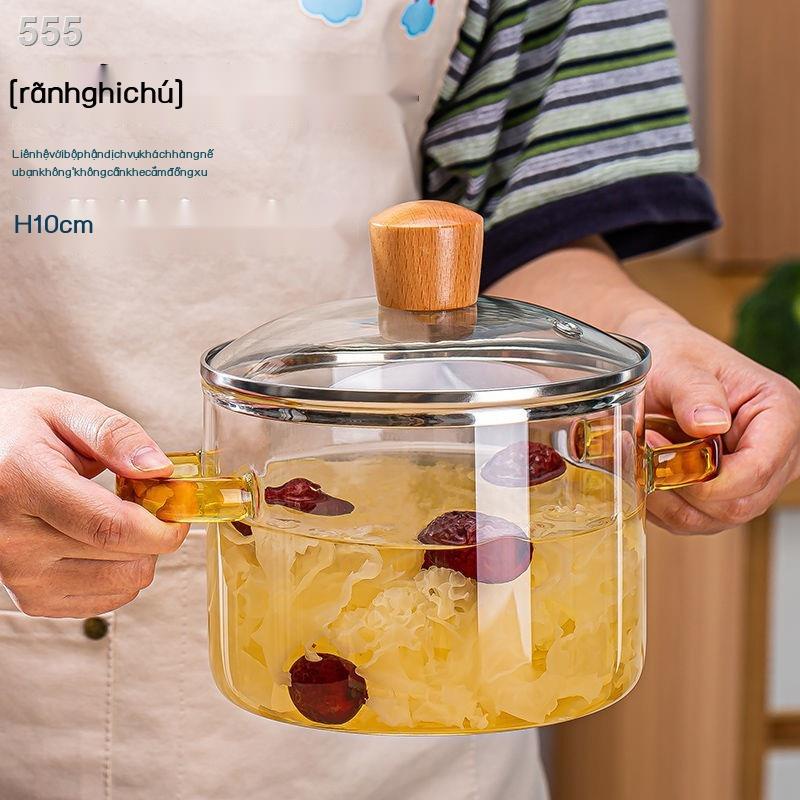 Nồi thủy tinh cao borosilicat hầm súp gia dụng trong suốt nấu ăn chịu lửa ga nhiệt độ phở liền công suất lớn h
