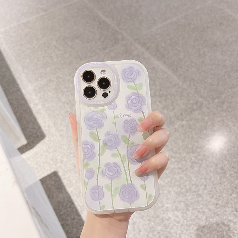 Ốp lưng iphone Ốp Điện Thoại Trong Suốt Họa Tiết Hoa Hồng Phối Dây Xích Cho iphone13pro Max iPhone 14pro 11 xr xs 8/Plus/Pro/Max Dinuo case