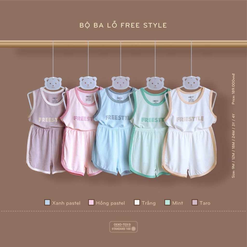 Bộ áo ba lỗ quần đùi trẻ em vải sồi modal Free Style HRNEE-Chính Hãng