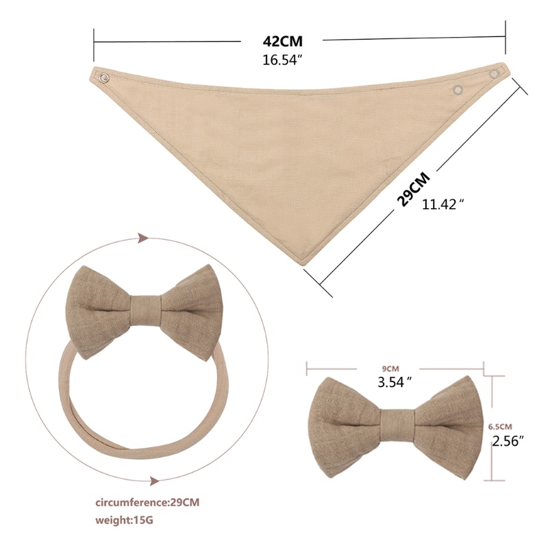 Set 2 Yếm Ăn Hình Tam Giác Thắt Nơ Xinh Xắn Cho Bé Gái
