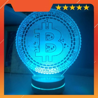 Đèn Led 3D 16 Màu💝CHÍNH HÃNG💝Đèn Ngủ Mẫu Đồng Tiền Bitcoin