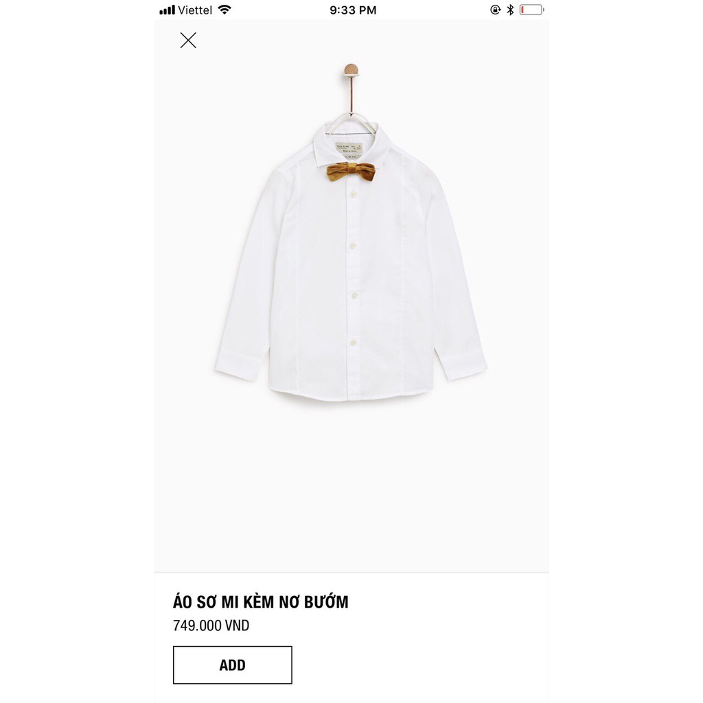 Áo sơ mi trắng zara kèm nơ sz đại