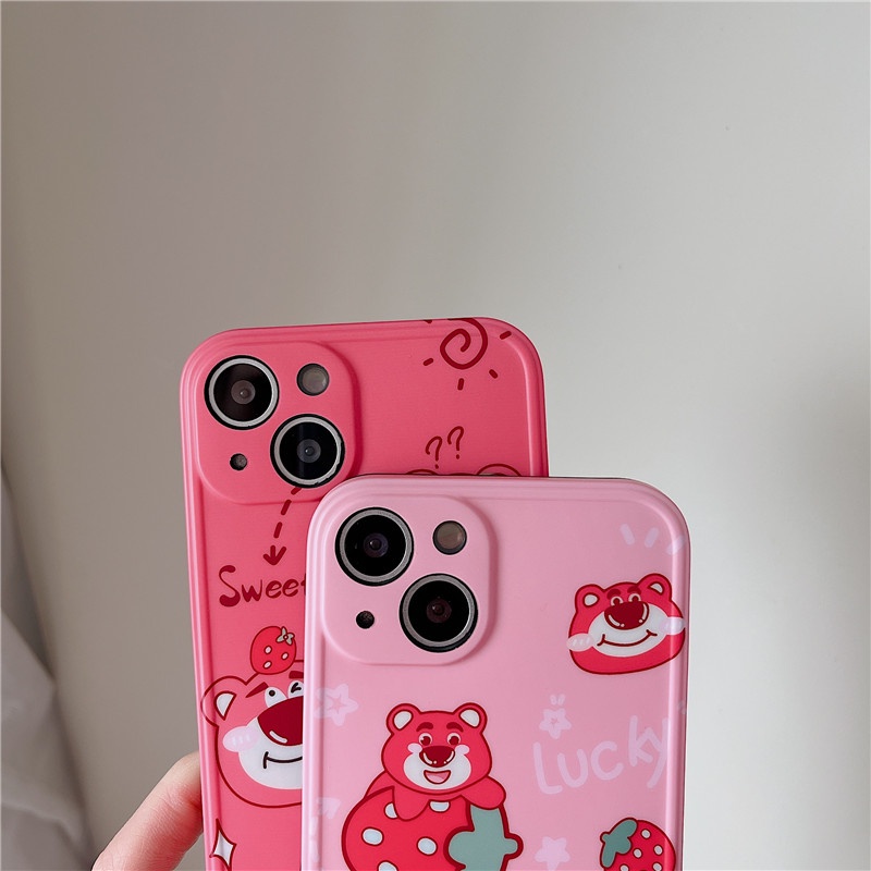 Ốp Điện Thoại IMD Mềm Họa Tiết Gấu Dâu Hoạt Hình Dễ Thương Cho IPhone14 Plus Pro Max 13 12 11 MAX X/XS XR XSMAX 7P/8P