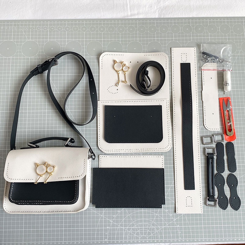 SET NGUYÊN LIỆU LÀM TÚI ĐEO CHÉO HANDMADE MÈO MÃ 493 ❤