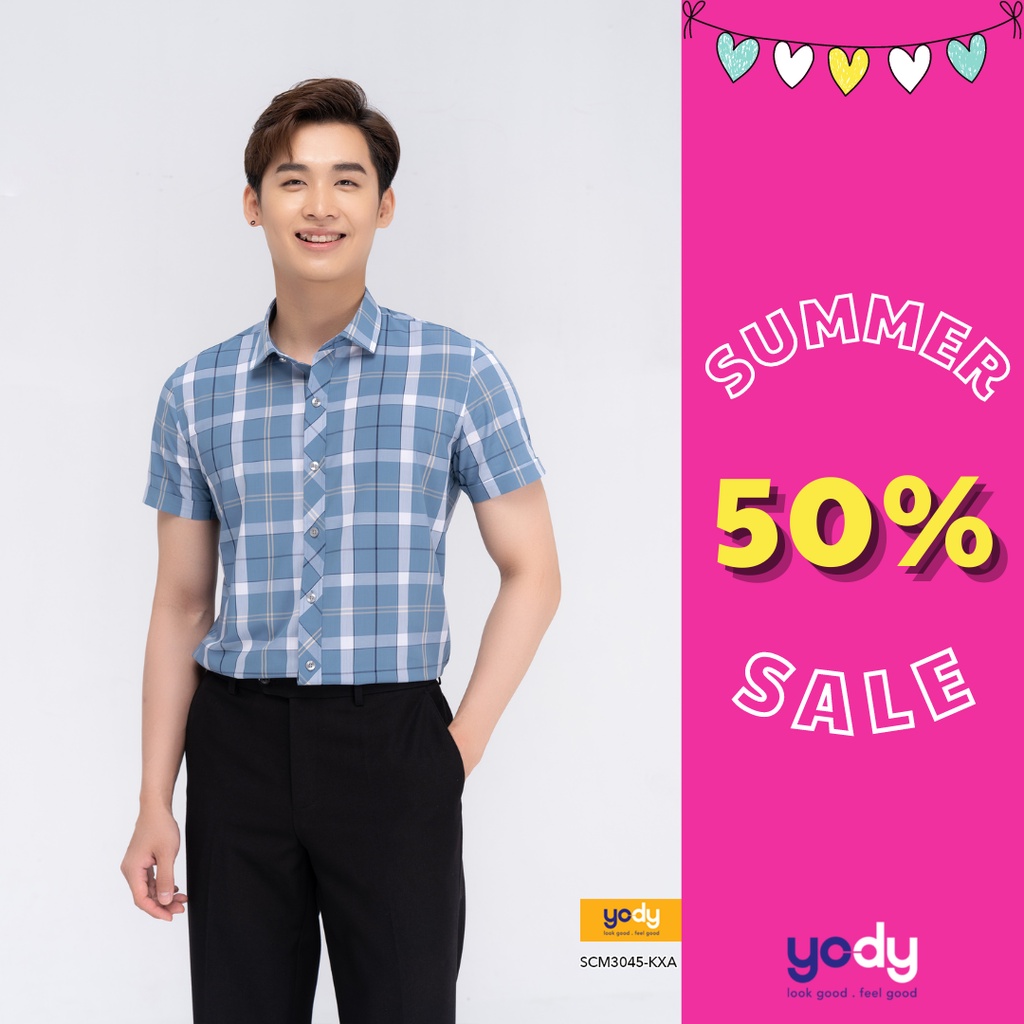 Áo sơ mi Nam YODY kẻ caro kiểu dáng slim trẻ trung năng động SCM3045