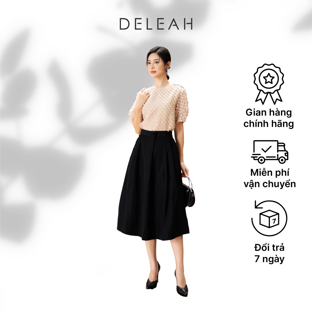 Set áo dệt 3D tay bồng phối cùng chân váy chữ A De Leah mang vẻ đẹp lịch sự tinh tế